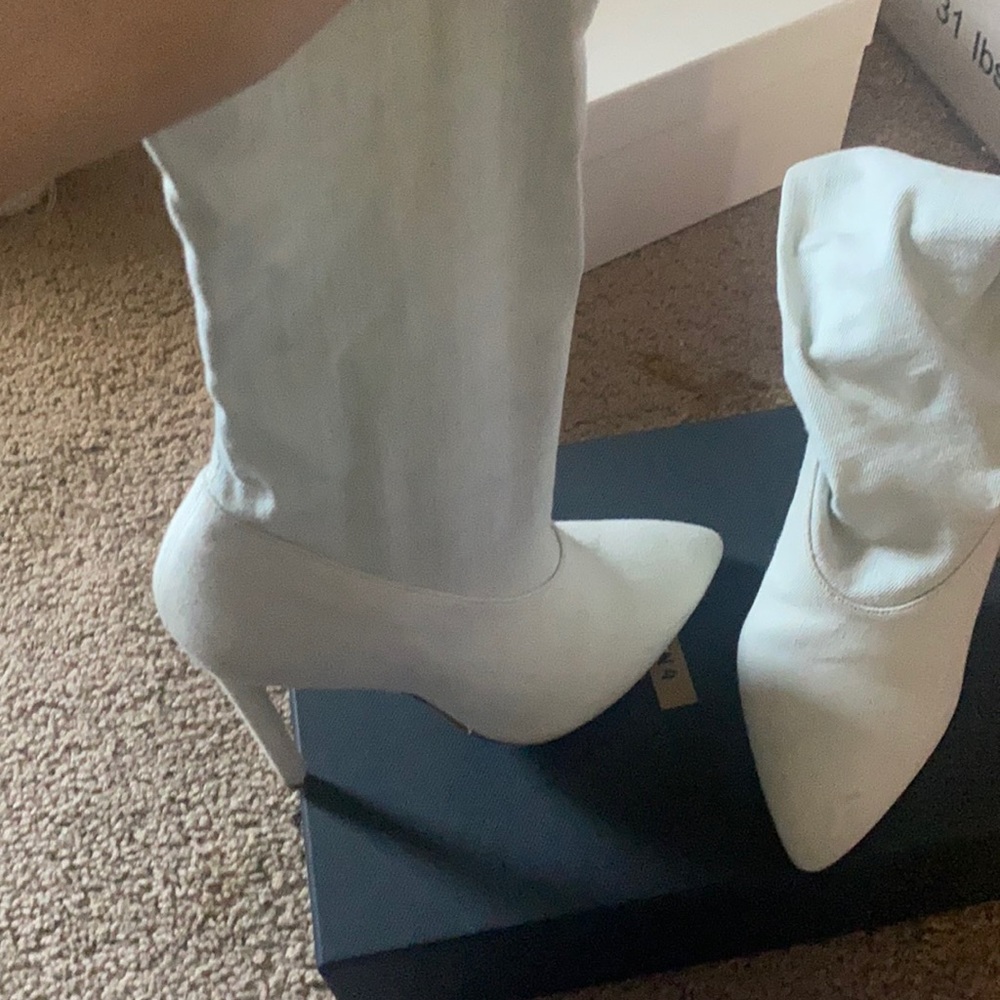 Yeezy season 4 white bleach denim boots